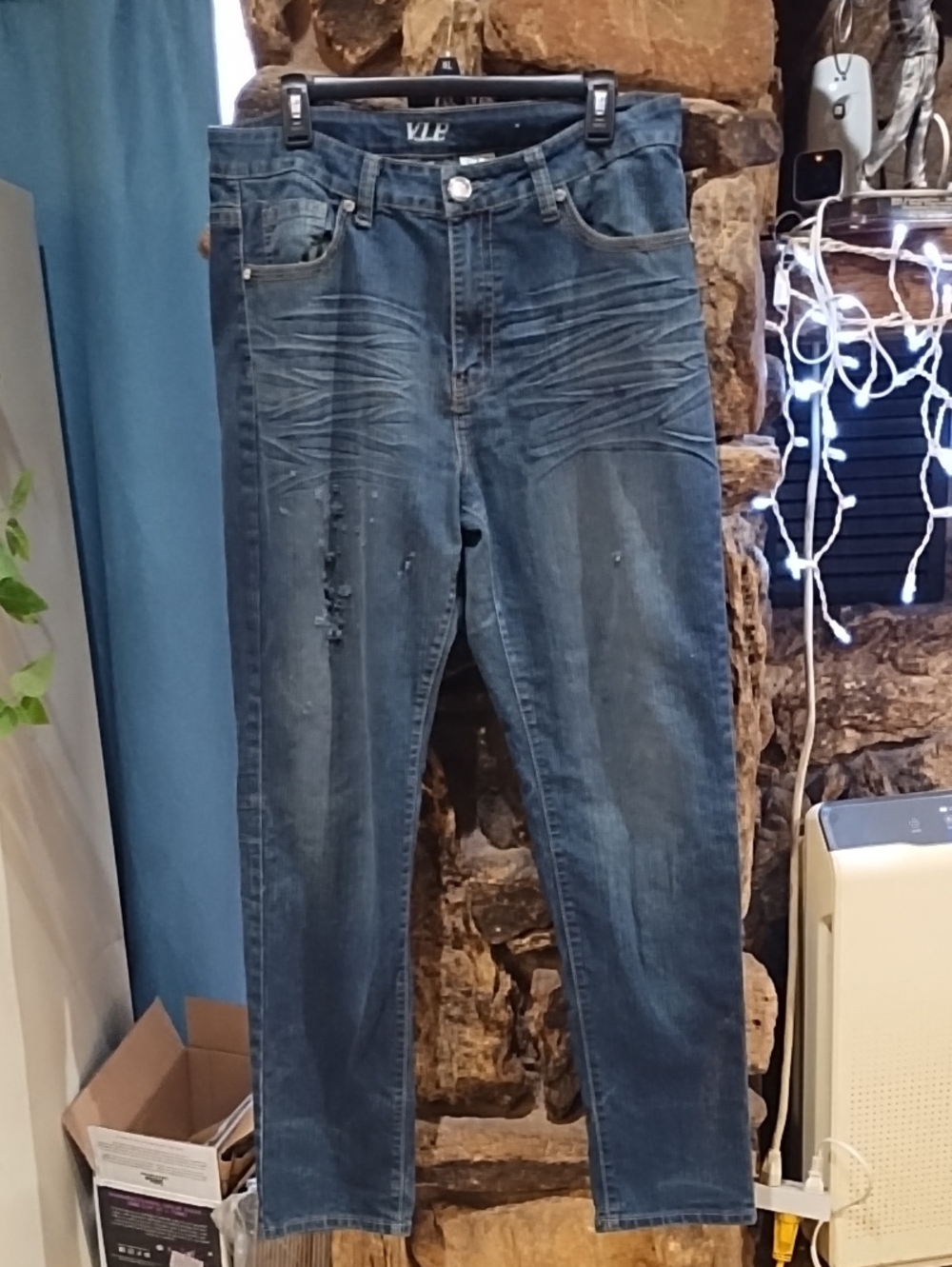 Women's Distressed Dark Blue Jeans